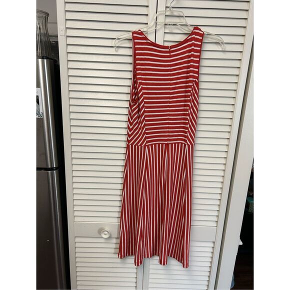Banana Republic Orange and White Striped Rayon Blend A-Line Dress, Size 10 - Picture 5 of 7
